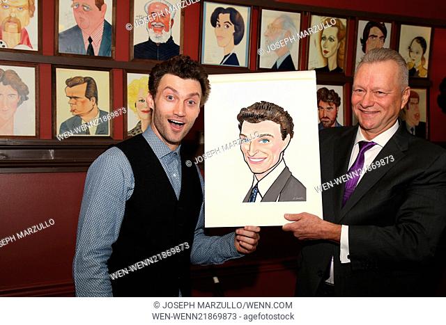 A portrait unveiling of the two stars of Broadway's A Gentleman's Guide to Love and Murder at Sardi's restaurant. Featuring: Bryce Pinkham