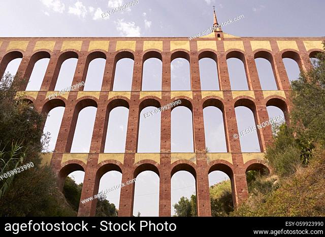 disused Aguila aqueduct in the town of Nerja, Costa del Sol. Malaga, Spain
