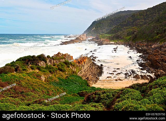 blur in south africa  sky ocean  tsitsikamma reserve nature and rocks