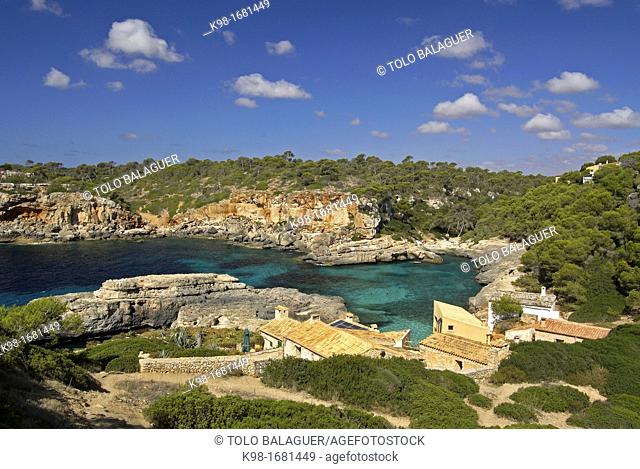 Cala S'Almonia cove, Santanyi, County Migjorn, Majorca, Balearic Islands, Spain