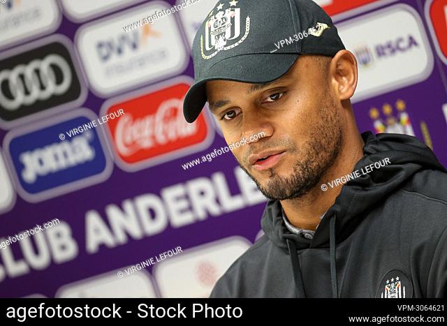 Anderlecht's head coach Vincent Kompany pictured during the press conference of Belgian soccer team RSCA Anderlecht, in Brussels, Wednesday 18 August 2021