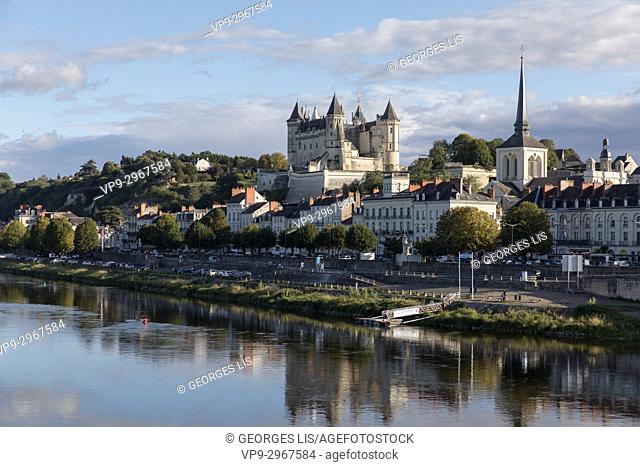 Loire river at historic Château de Saumur, Maine-et-Loire, Pays de la Loire, France