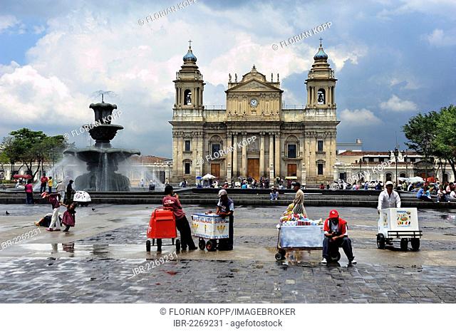 Cathedral on Parque Central square, Guatemala City, Guatemala, Central America