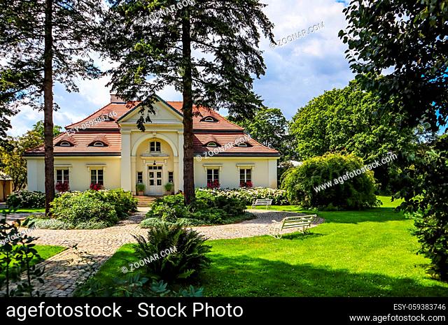 Warsaw / Poland - August 04 2019: Villa Intrata. Garden and Museum of Royal Wilanow Palace in Warsaw