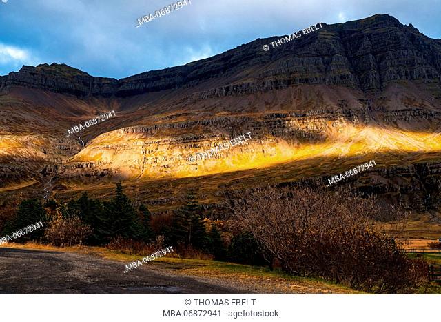 Landscape with light and shadow in East Iceland
