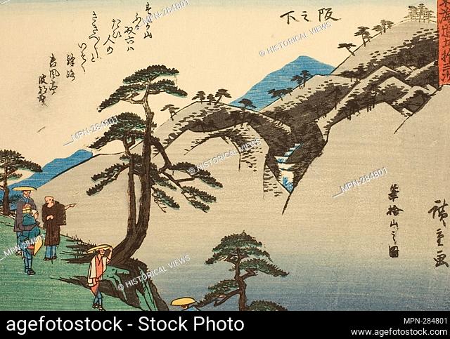 Author: Utagawa Hiroshige. Sakanoshita: View of Mount Fudesute (Sakanoshita, Fudesuteyama no zu), from the series 'Fifty-three Stations of the Tokaido (Tokaido...