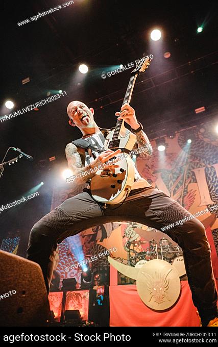 Zurich, Switzerland. 18th, February 2023. The American heavy metal band Trivium performs a live concert at The Hall in Zürich