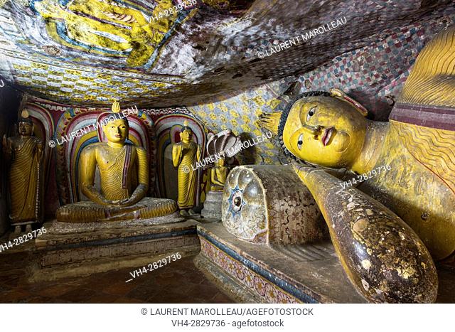 The fifth Cave is called as Devana Alut Viharaya or the Cave of Second New Temple. Dambulla Cave Temple Complex, North Central Province, Sri Lanka, Asia