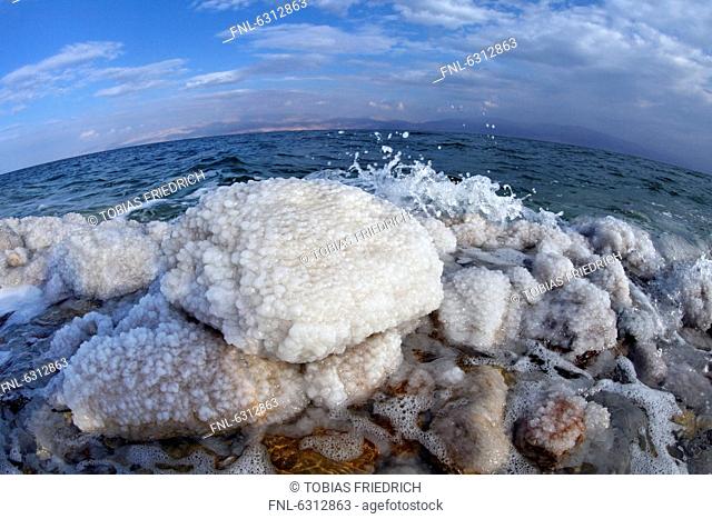 Salt crystal formations in the Dead Sea, Israel