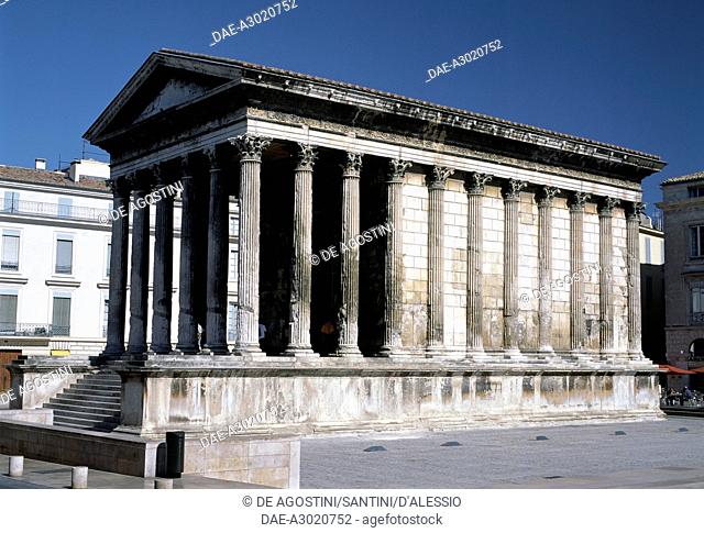 The Roman temple known as Maison Carree (Square house), Nimes, Languedoc-Roussillon. France, 1st century BC