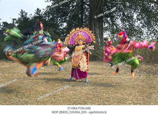 Chhau Dancer performing in Purulia village, West Bengal, India