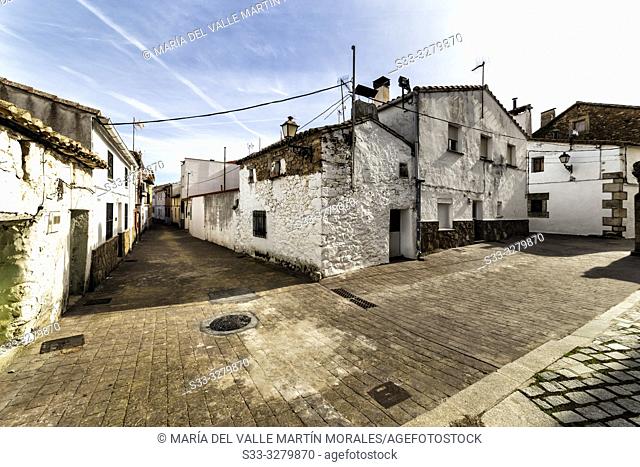 Typical street in Navamorcuende. Toledo. Spain. Europe