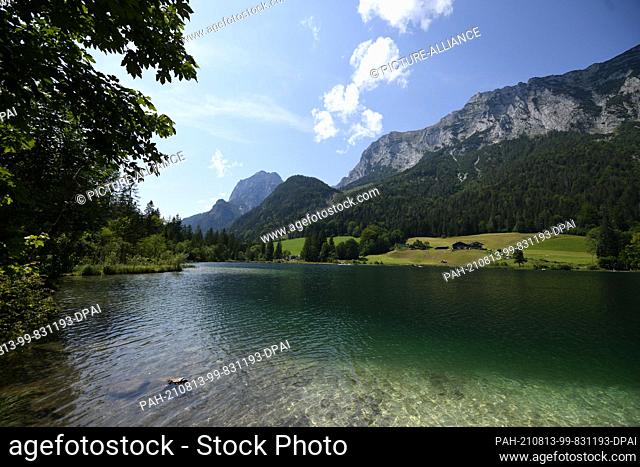 13 August 2021, Bavaria, Hintersee: Clouds are drifting over the Hintersee. The mountain lake lies at over 789 above sea level