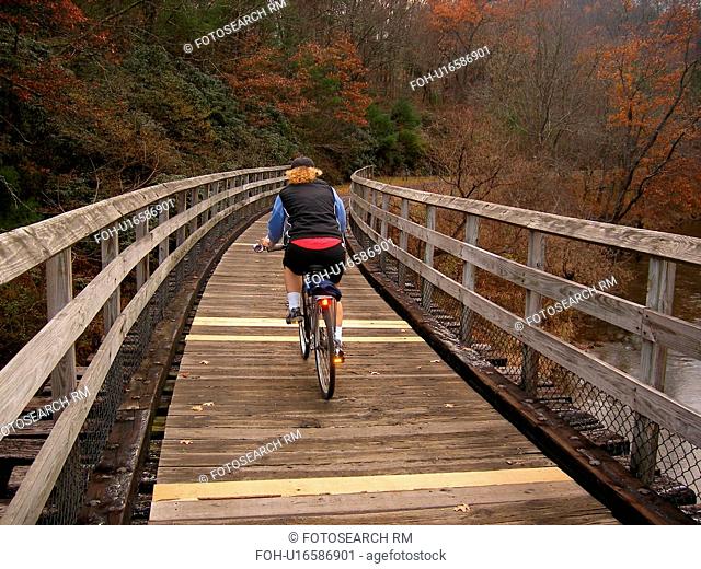 woman, biking, New River State Park, Galax, Virginia, VA