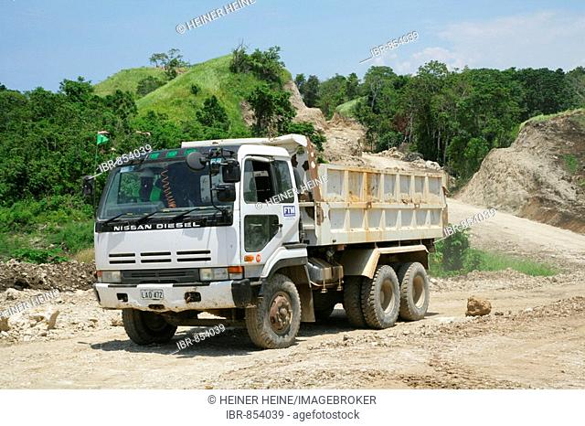 Juggernaut during the building of a refinery and harbour area for the Ramu Nickel Mine, chinese mining company, Basamuk, Papua New Guinea, Melanesia
