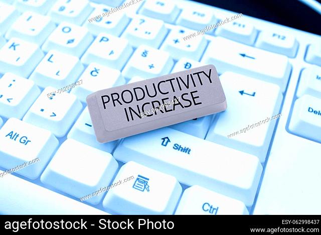 Conceptual caption Productivity Increase, Word Written on get more things done Output per unit of Product Input