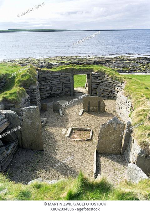 Knap of Howar, a neolithic settlement on Papa Westray, a small island in the Orkney archipelago. the houses of Knap of Howar are the oldest still standing...