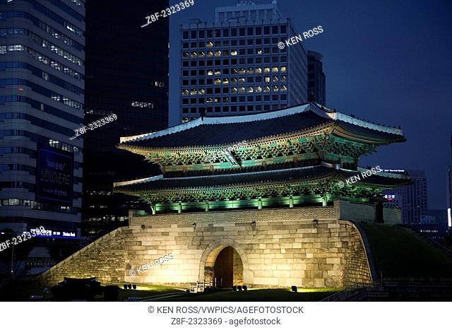 Namdaemun Gate At Night, Seoul, Korea