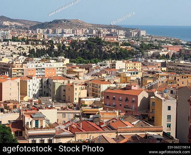 Aerial view of the city of Cagliari, Italy