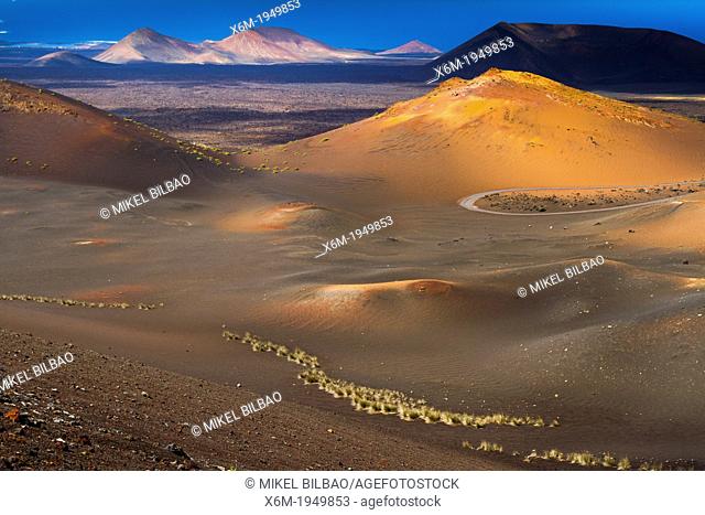 Volcanic landscape. Timanfaya National Park. Lanzarote, Canary Islands, Atlantic Ocean, Spain