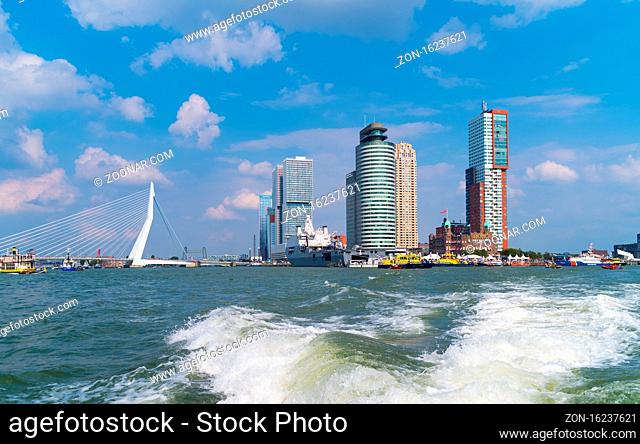 Rotterdam port modern skyline on a sunny day