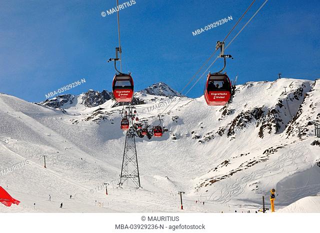 Austria, Tyrol, Stubai, Stubai glacier, skiing area, Eisgratbahn, winter