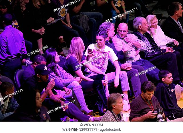 Wednesday October 26, 2016; Celebs at the Lakers home opener. The Los Angeles Lakers defeated the Houston Rockets by the final score of 120-114 at Staples...