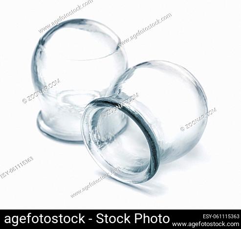 Medical cupping glasses isolated on white