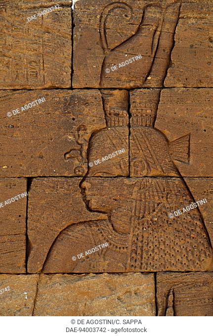 Relief on Apedemak temple, built by Pharaoh Natakamani, Naga or Naqa (UNESCO World Heritage List, 2011). Egyptian civilisation, Sudan