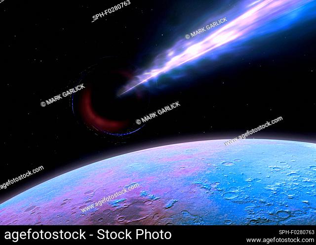M87 Black hole seen from a planet, illustration