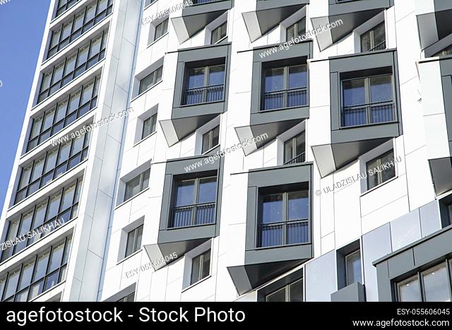 Modern apartment building with ventilated facade