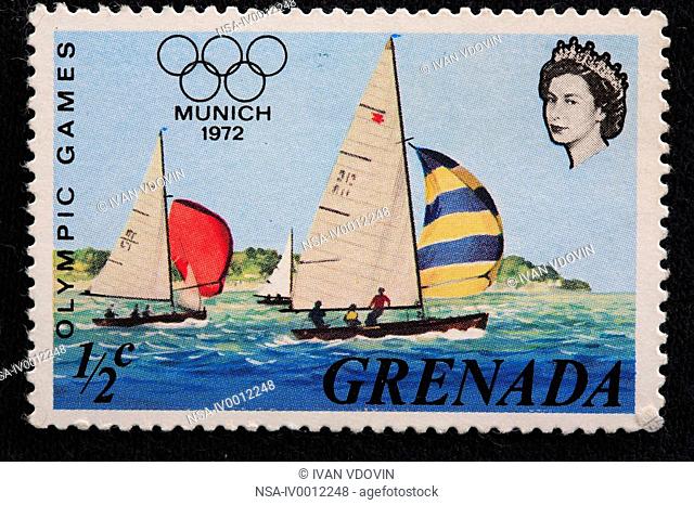 XX Olympic games, Munich 1972, postage stamp, Grenada, 1972