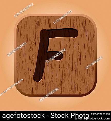 Hand drawn wooden letter F. Vector illustration EPS8