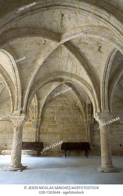 Chapterhouse or meeting room of cistercian monastery of Santa María de la Santa Espina, built between XII Century and XVI Century, in Castromonte