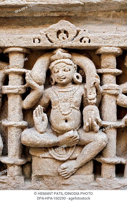 Kuber ; Shankanidhi ; Rani ki vav ; step well ; stone carving ; Patan ; Gujarat ; India