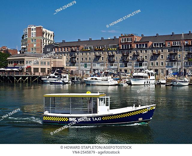 Water taxi in Boston Harbor. Boston, Massachusetts, U. S. A