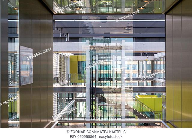 Abstract window reflections in morden office building. Contemporary corporate business architecture