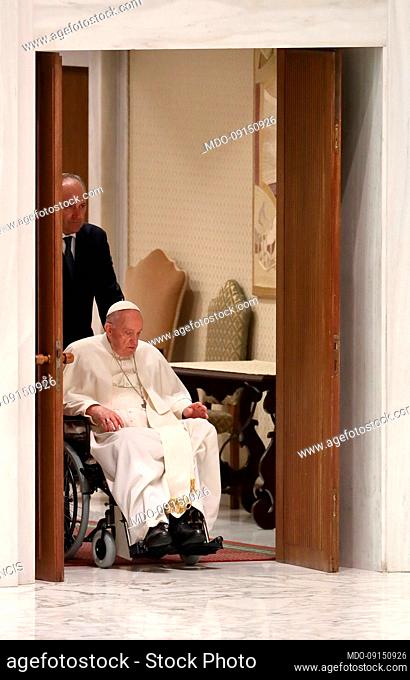 Pope Francis during the Audience in the Paul VI Hall for the Pilgrims of the Istituto Maestre Pie Filippini and the Dioceses of Viterbo and...