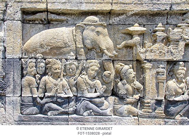 Full frame shot of carving at Borobudur