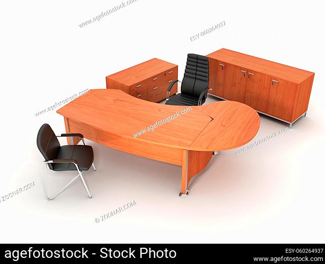 The office director's furniture complete set isolated on white background