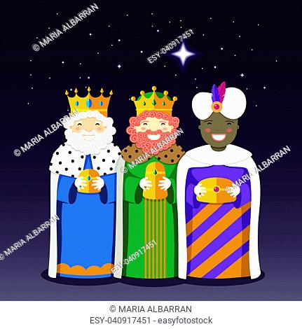 The Three Kings with christmas star. Vector Illustration