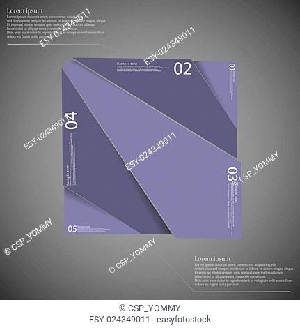 Rectangle infographic template divided to five purple parts