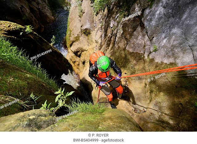 Canyoning in the gorge of la Pare de la Siagne, France, Grasse