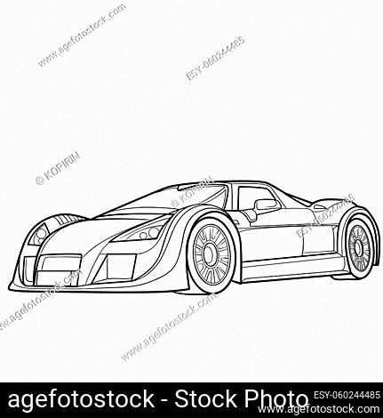 sketch of a sports car, coloring book, cartoon illustration, isolated  object on white background, Stock Vector, Vector And Low Budget Royalty  Free Image. Pic. ESY-060244485 | agefotostock