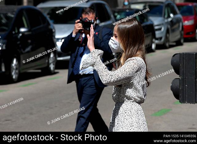 Madrid Spain; 03.24.2021.- Princess Leonor retires from her after presiding over the first act of her alone at the Instituto Cervantes