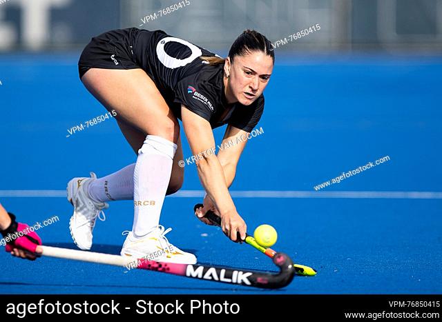 Racing's Guadalupe Moras pictured in action during a hockey game between Royal Herakles Hockey Club and Royal Racing Club de Bruxelles