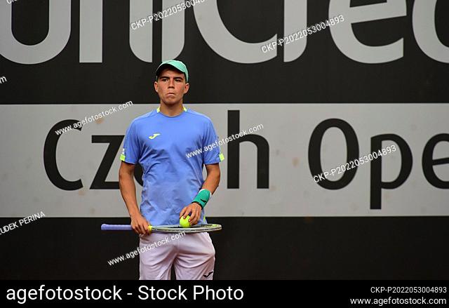 Dalibor Svrcina from Czech Republic is seen during match against Federico Coria from Argentina during the UniCredit Czech Open - ATP Challenger Tour tennis...