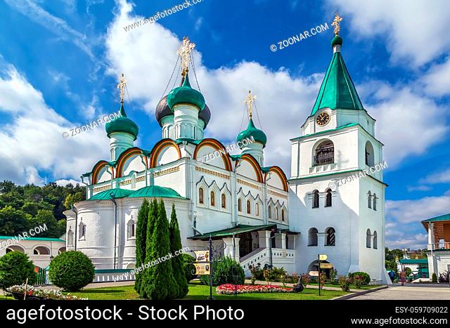 Pechersky Ascension Monastery in Nizhny Novgorod, Russia. Ascension Cathedral and bell tower