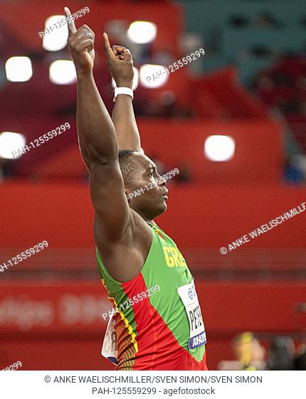 jubilation winner Anderson PETERS (GRN / 1st place), men's javelin final, on 06.10.2019 World Athletics Championships 2019 in Doha / Qatar, from 27.09