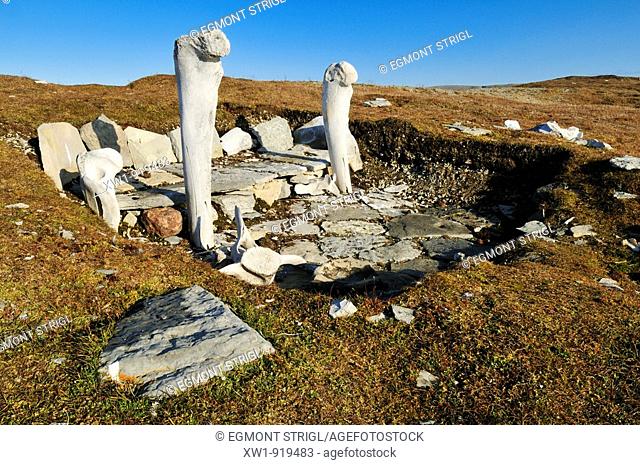 historic Inuit house from the Thule Culture made out of whale bones, Resolute Bay, Cornwallis Island, Northwest Passage, Nunavut, Canada, Arctic